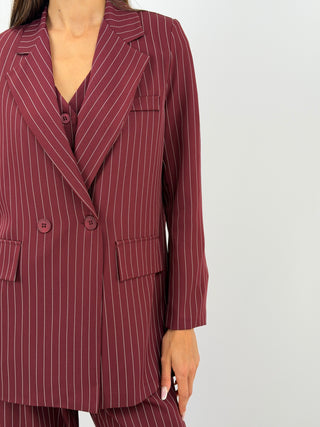 Completo Giacca e Pantalone Gessato Bordeaux