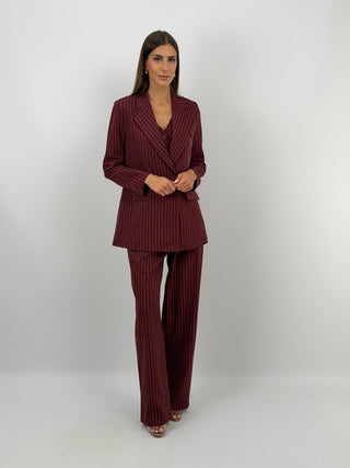 Completo Giacca e Pantalone Gessato Bordeaux
