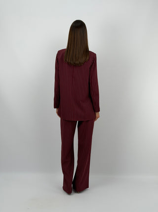 Completo Giacca e Pantalone Gessato Bordeaux