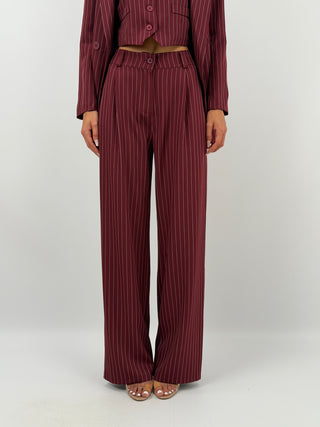 Completo Giacca e Pantalone Gessato Bordeaux