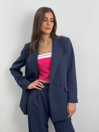 Ensemble veste et pantalon à rayures bleues Sinner
