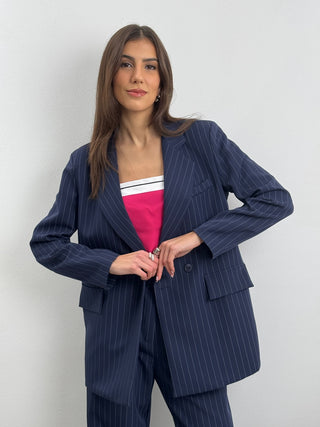 Ensemble veste et pantalon à rayures bleues Sinner