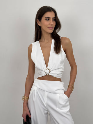 Coordinato Gilet e Pantalone Bijoux Bianco
