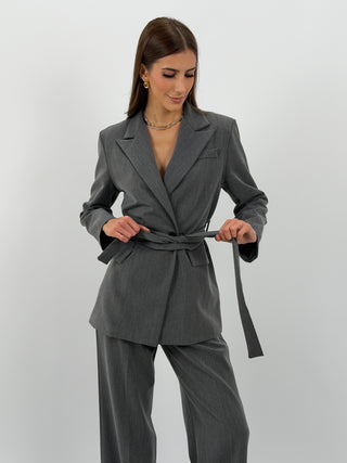Tailleur Giacca e Pantalone Emily con Cintura Grigio