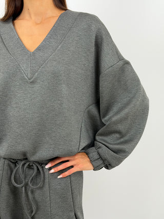 Completo Felpa e Pantalone Scollo V Grigio Lumina