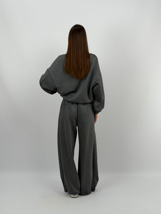 Completo Felpa e Pantalone Scollo V Grigio Lumina
