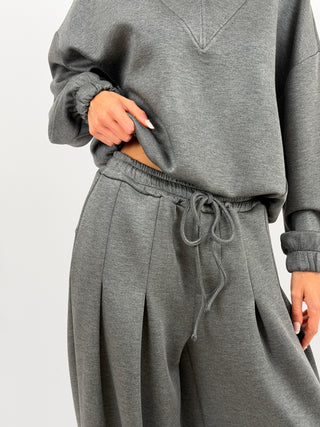 Completo Felpa e Pantalone Scollo V Grigio Lumina