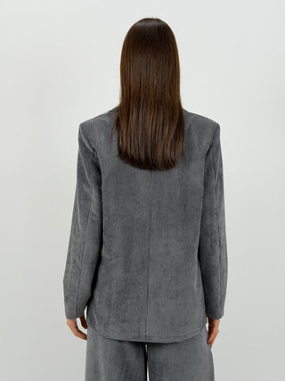 Tailleur Giacca e Pantalone in Velluto a Coste Larghe Grigio