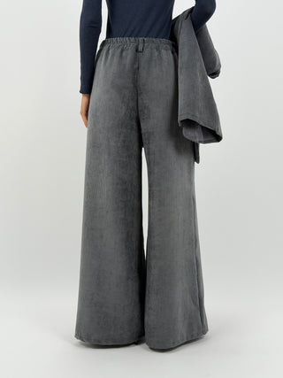 Tailleur Giacca e Pantalone in Velluto a Coste Larghe Grigio