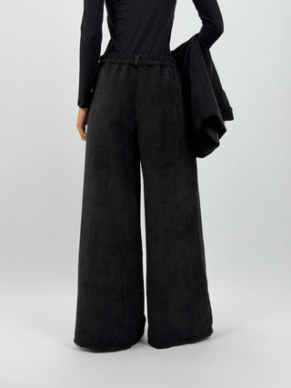 Tailleur Giacca e Pantalone in Velluto a Coste Larghe Nero