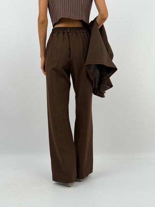 Completo Blazer con Cintura e Pantalone Marrone