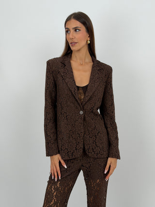 Completo Giacca e Pantalone in Pizzo Marrone