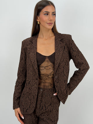 Completo Giacca e Pantalone in Pizzo Marrone