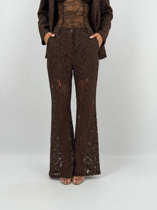 Completo Giacca e Pantalone in Pizzo Marrone
