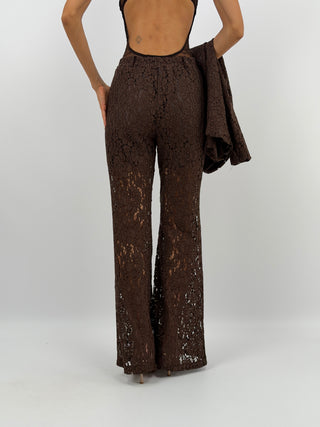 Completo Giacca e Pantalone in Pizzo Marrone