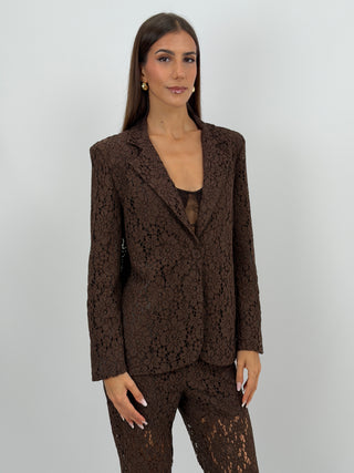 Completo Giacca e Pantalone in Pizzo Marrone