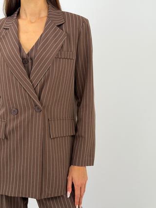 Completo Giacca e Pantalone Gessato Marrone