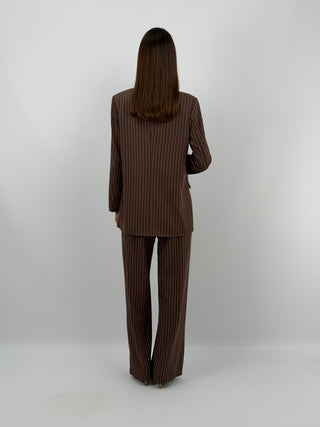 Completo Giacca e Pantalone Gessato Marrone
