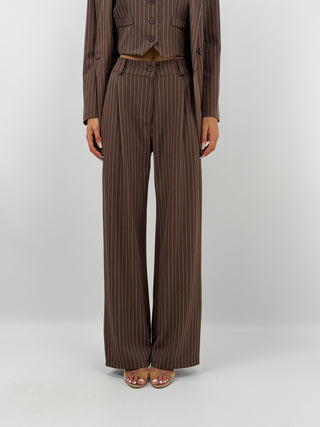 Completo Giacca e Pantalone Gessato Marrone