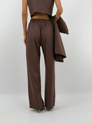 Completo Giacca e Pantalone Gessato Marrone