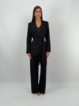 Completo Blazer con Cintura e Pantalone Nero