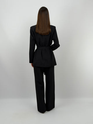 Completo Blazer con Cintura e Pantalone Nero