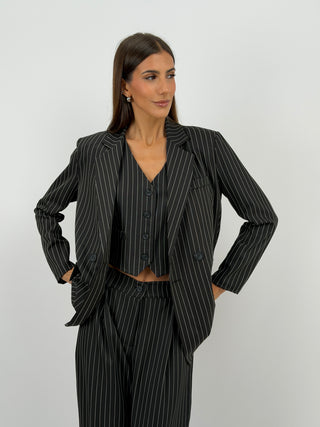 Completo Giacca e Pantalone Gessato Nero