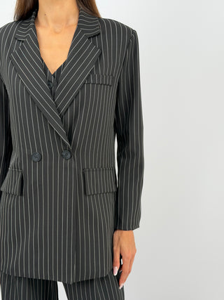 Completo Giacca e Pantalone Gessato Nero