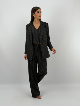 Completo Giacca e Pantalone Gessato Nero