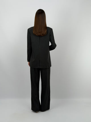 Completo Giacca e Pantalone Gessato Nero
