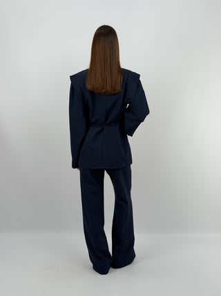 Tailleur con Spalle Strutturate Blu