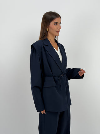 Tailleur con Spalle Strutturate Blu