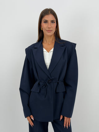 Tailleur con Spalle Strutturate Blu