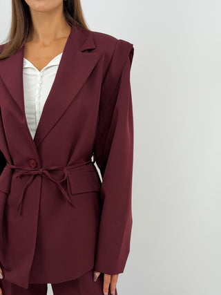 Tailleur con Spalle Strutturate Burgundy
