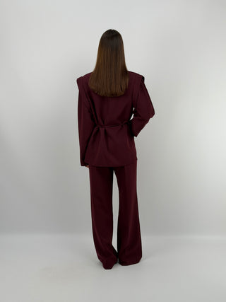 Tailleur con Spalle Strutturate Burgundy