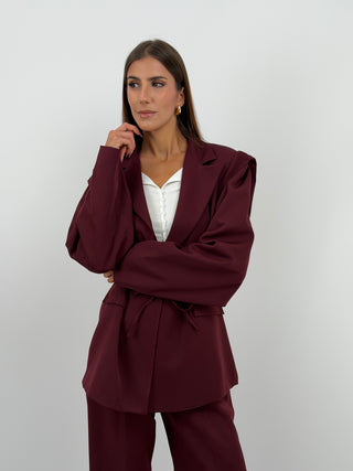 Tailleur con Spalle Strutturate Burgundy