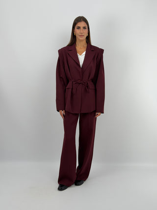 Tailleur con Spalle Strutturate Burgundy