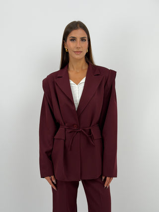 Tailleur con Spalle Strutturate Burgundy
