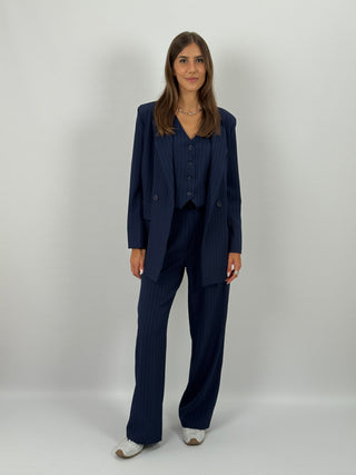 Completo Giacca e Pantalone Gessato Sinner Blu