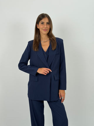 Completo Giacca e Pantalone Gessato Sinner Blu