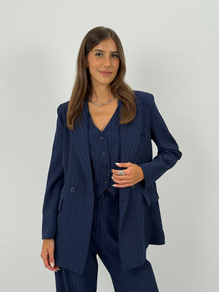 Completo Giacca e Pantalone Gessato Sinner Blu