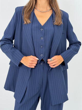Completo Giacca e Pantalone Gessato Sinner Blu