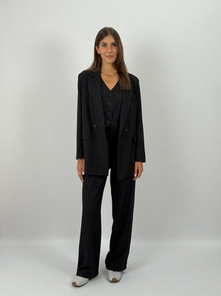 Completo Giacca e Pantalone Gessato Sinner Nero