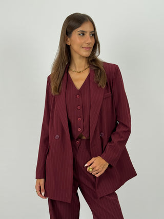 Completo Giacca e Pantalone Gessato Sinner Bordeaux