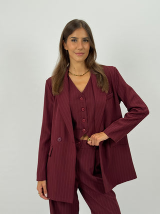 Completo Giacca e Pantalone Gessato Sinner Bordeaux