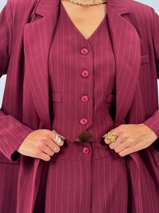 Completo Giacca e Pantalone Gessato Sinner Bordeaux