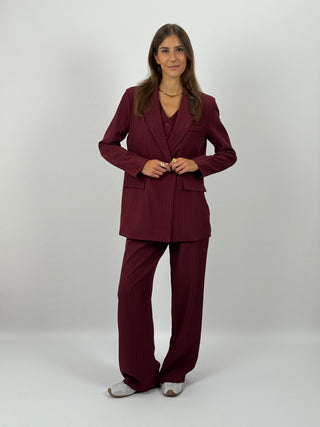 Completo Giacca e Pantalone Gessato Sinner Bordeaux