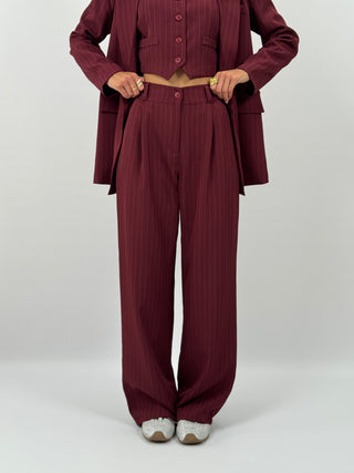 Completo Giacca e Pantalone Gessato Sinner Bordeaux