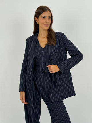 Set Giacca, Gilet e Pantalone Gessato Sinner Intense Blu