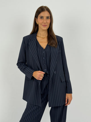 Set Giacca, Gilet e Pantalone Gessato Sinner Intense Blu